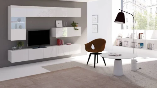 CALABRINI IV wall cabinet, glossy white, exceptionally stylish wall cabinet, simple shapes, suitable for any interior