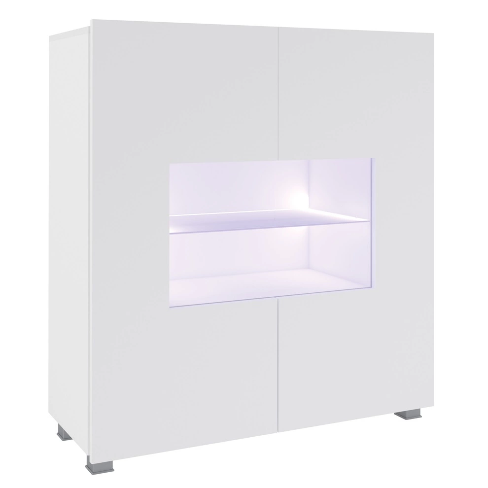 CALABRINI IX wall cabinet, glossy white / glossy black, exceptionally stylish wall cabinet, simple shapes, suitable for any interior - Image 6