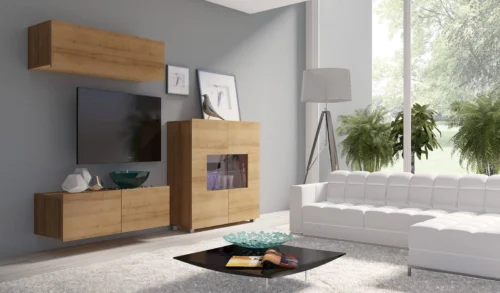 CALABRINI IX” golden oak wall cabinet – exceptionally stylish, simple shapes, suitable for any interior