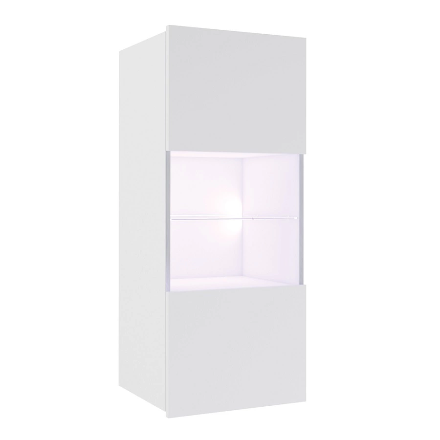 CALABRINI V wall cabinet, glossy white / golden oak color - an exceptionally stylish wall cabinet, with simple shapes, suitable for any interior - Image 2