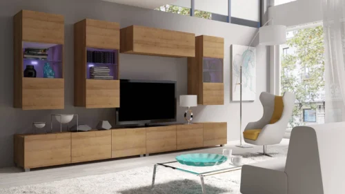 CALABRINI V” golden oak wall cabinet – exceptionally stylish, with simple shapes, suitable for any interior