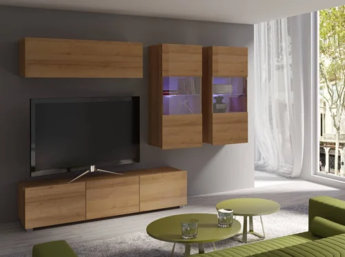 Apulia VI golden oak wall cabinet – exceptionally stylish, with simple shapes, suitable for any interior