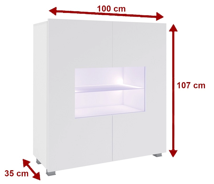 CALABRINI VII" wall cabinet, glossy white, exceptionally stylish wall cabinet, simple shapes, suitable for any interior - Image 3
