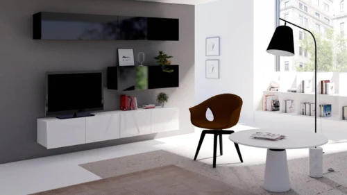 CALABRINI VIII wall cabinet, glossy white / glossy black, exceptionally stylish wall cabinet, simple shapes, suitable for any interior