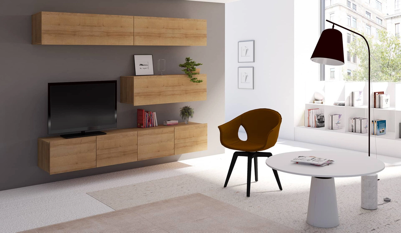 CALABRINI VIII" golden oak wall cabinet - exceptionally stylish, simple shapes, suitable for any interior