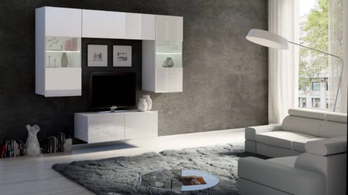 CALABRINI X wall cabinet, glossy white, exceptionally stylish wall cabinet, simple shapes, suitable for any interior