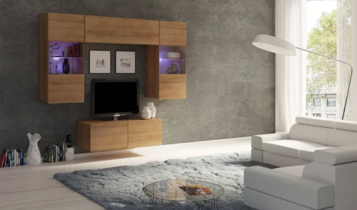 CALABRINI X” golden oak wall cabinet – exceptionally stylish, with simple shapes, suitable for any interior