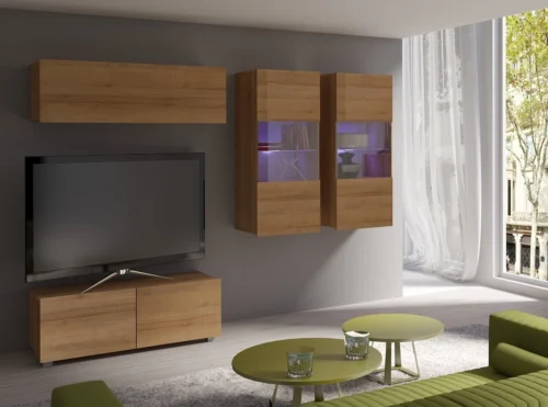 Apulia XII golden oak wall cabinet – exceptionally stylish, with simple shapes, suitable for any interior