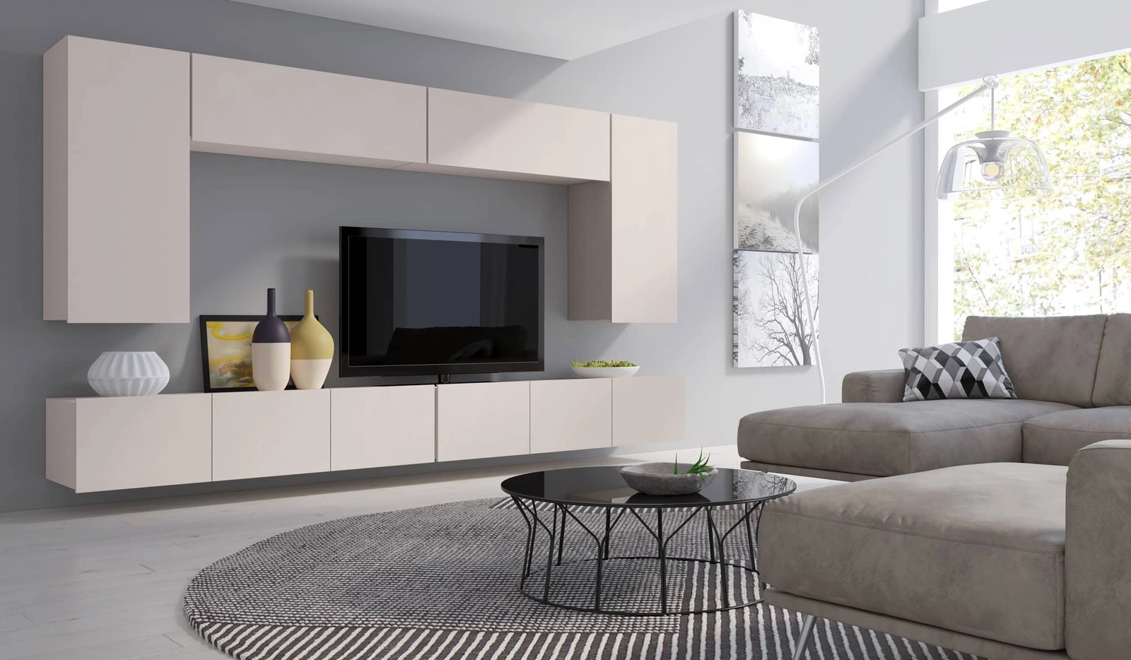 The beige CALABRINI XIII wall cabinet is an exceptionally stylish, simple-shaped cabinet that fits into any interior.