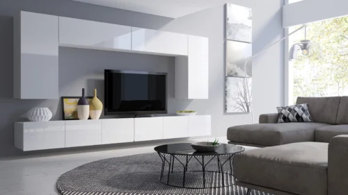 CALABRINI XIII wall cabinet, glossy white, exceptionally stylish wall cabinet, simple shapes, suitable for any interior