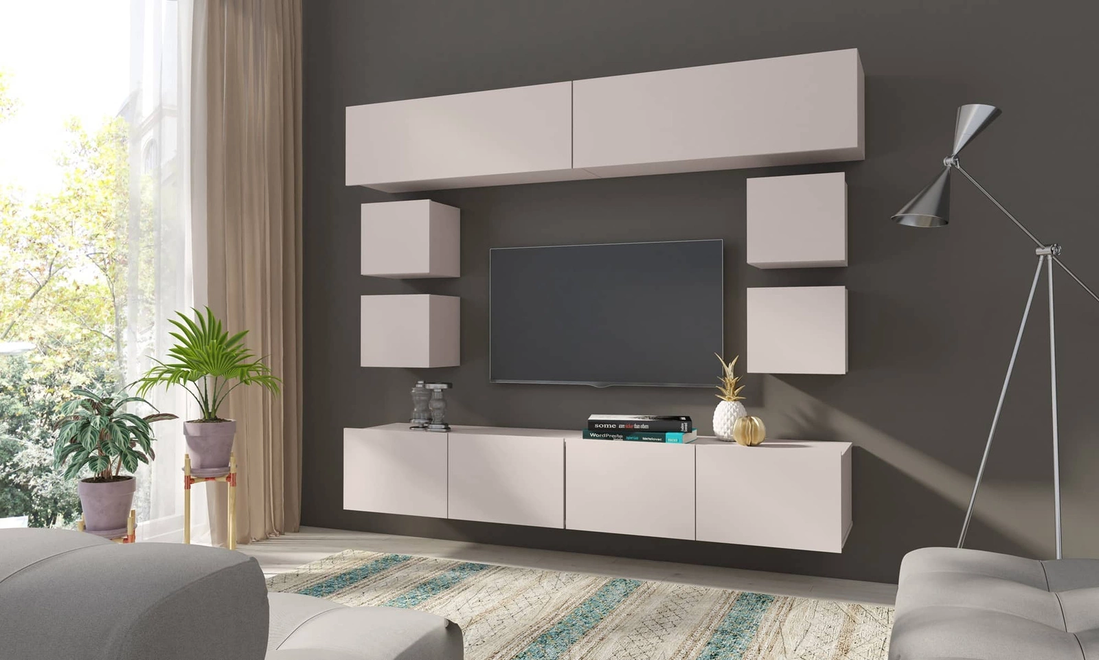 CALABRINI XVI" beige wall cabinet - an exceptionally stylish, simple-shaped cabinet that fits into any interior