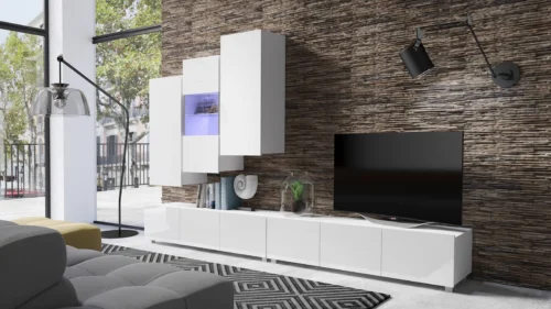 Apulia XVII wall cabinet, glossy white, exceptionally stylish wall cabinet, simple shapes, suitable for any interior