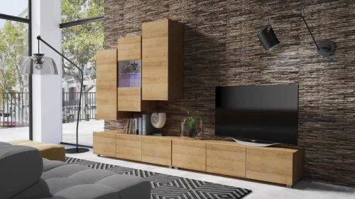 Apulian XVII golden oak wall cabinet, exceptionally stylish, with simple shapes, suitable for any interior