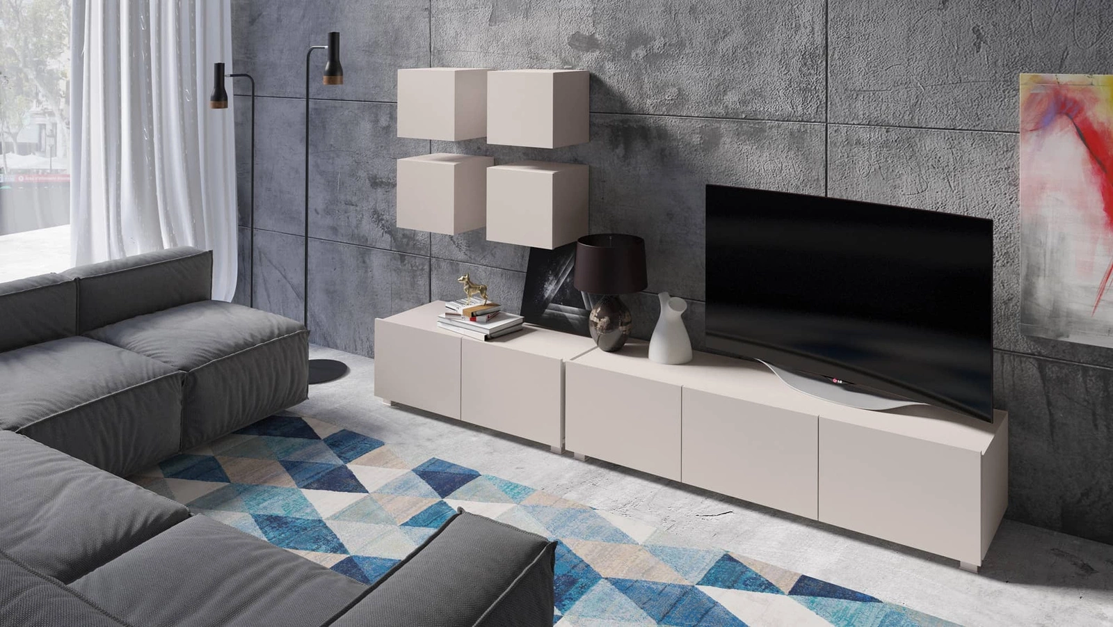 CALABRINI XVIII" beige wall cabinet - an exceptionally stylish, simple-shaped cabinet that fits any interior