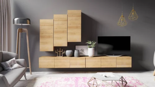 CALABRINI XX” golden oak wall cabinet – exceptionally stylish, simple shapes, suitable for any interior