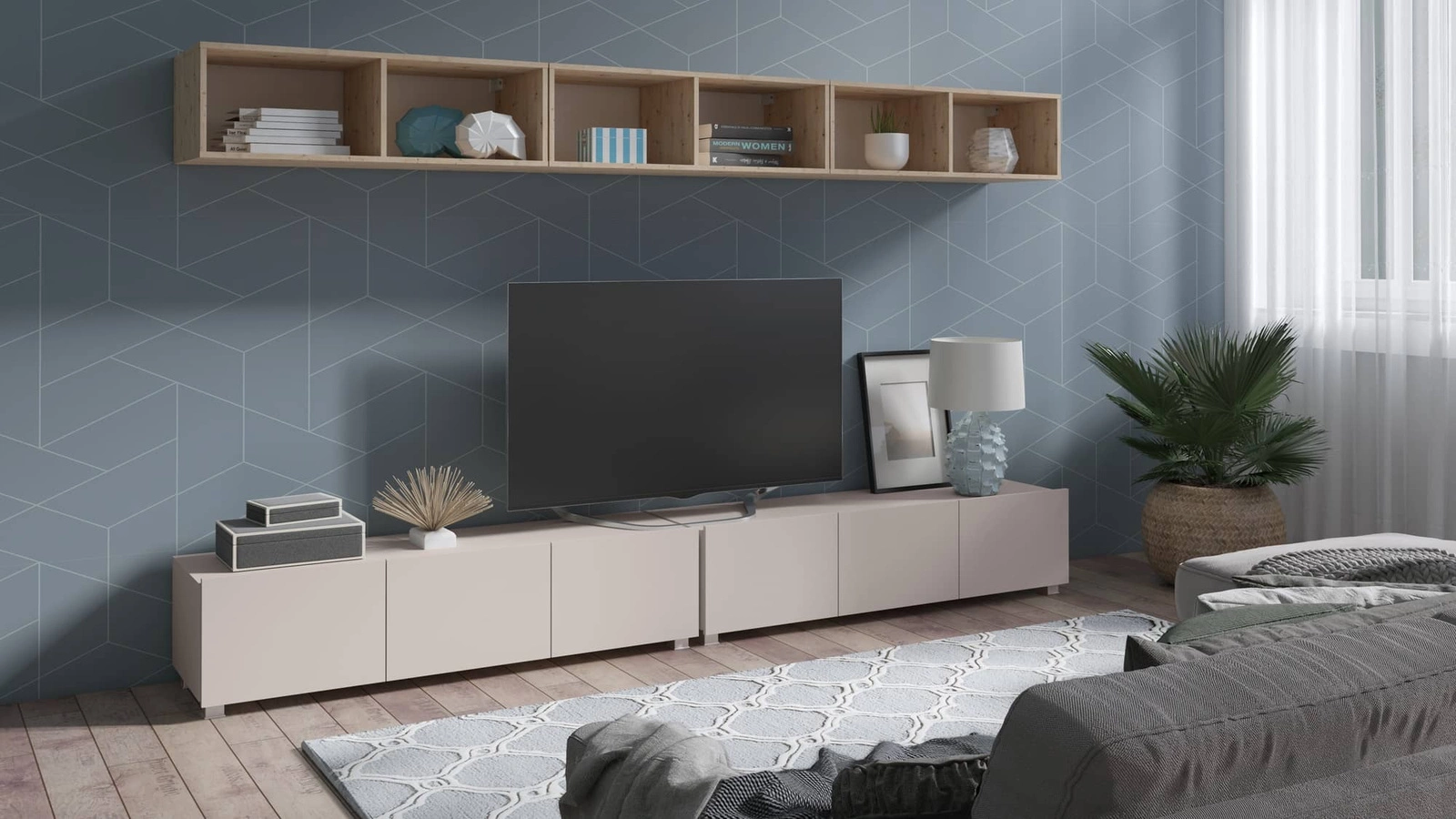 Apulia XXXIII beige/golden oak wall cabinet, exceptionally stylish, with simple shapes, suitable for any interior