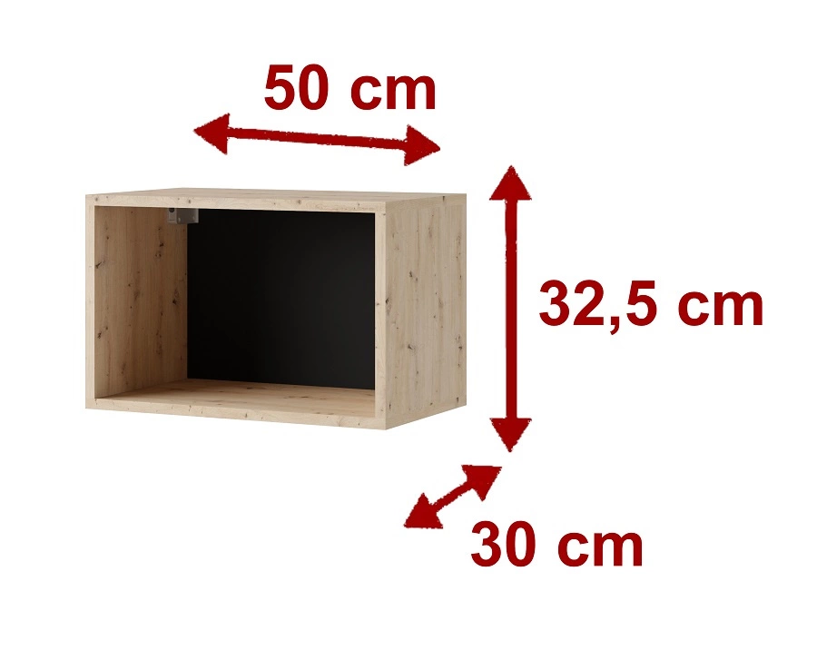 CALABRINI XXXVI" wall cabinet, glossy black / artificial oak, exceptionally stylish wall cabinet, simple shapes, suitable for any interior - Image 5