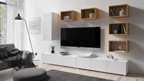 CALABRINI XXXVII wall cabinet, glossy white / golden oak – an exceptionally stylish wall cabinet, with simple shapes, suitable for any interior