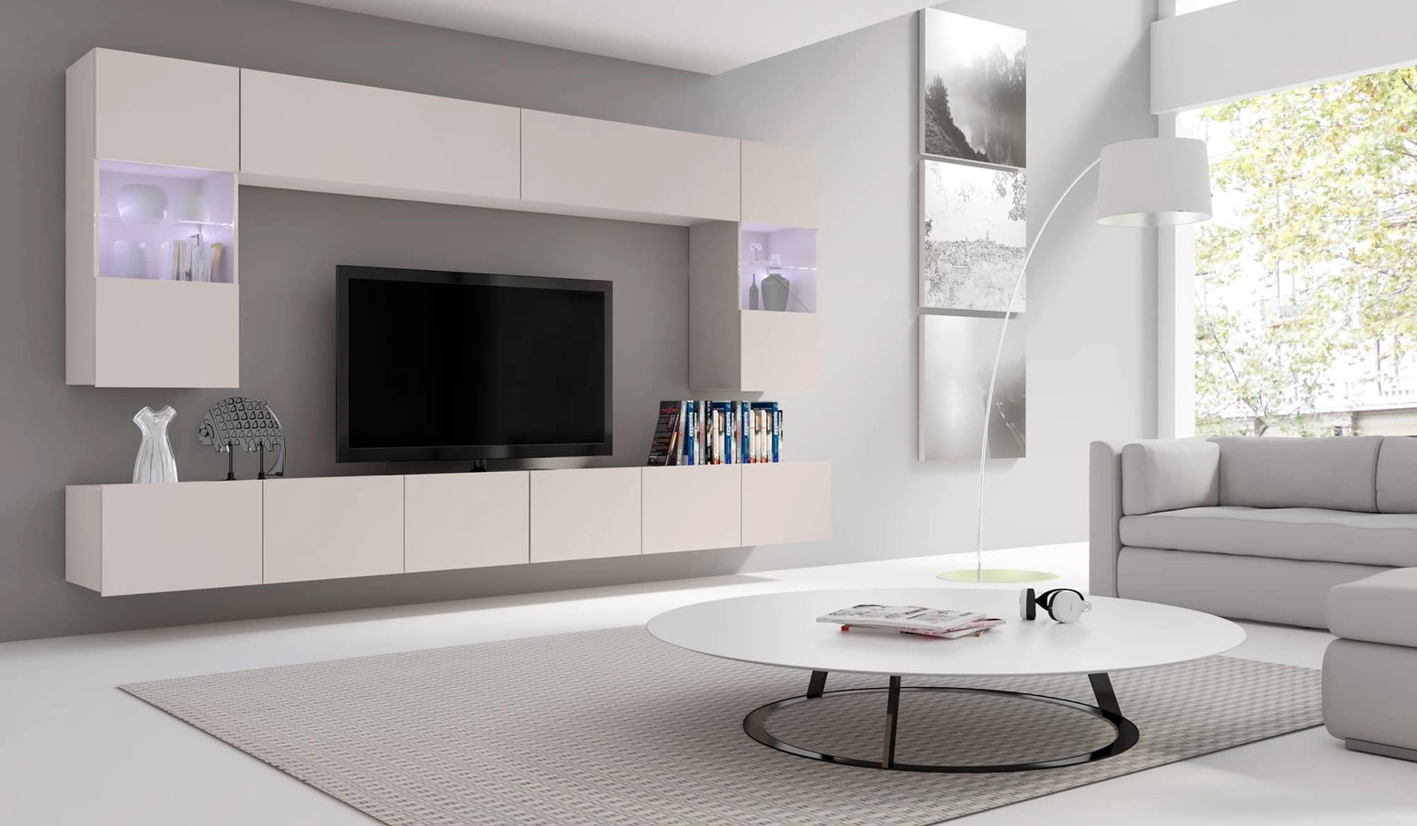 CALABRINI beige wall cabinet - an exceptionally stylish, simple-shaped cabinet that fits into any interior