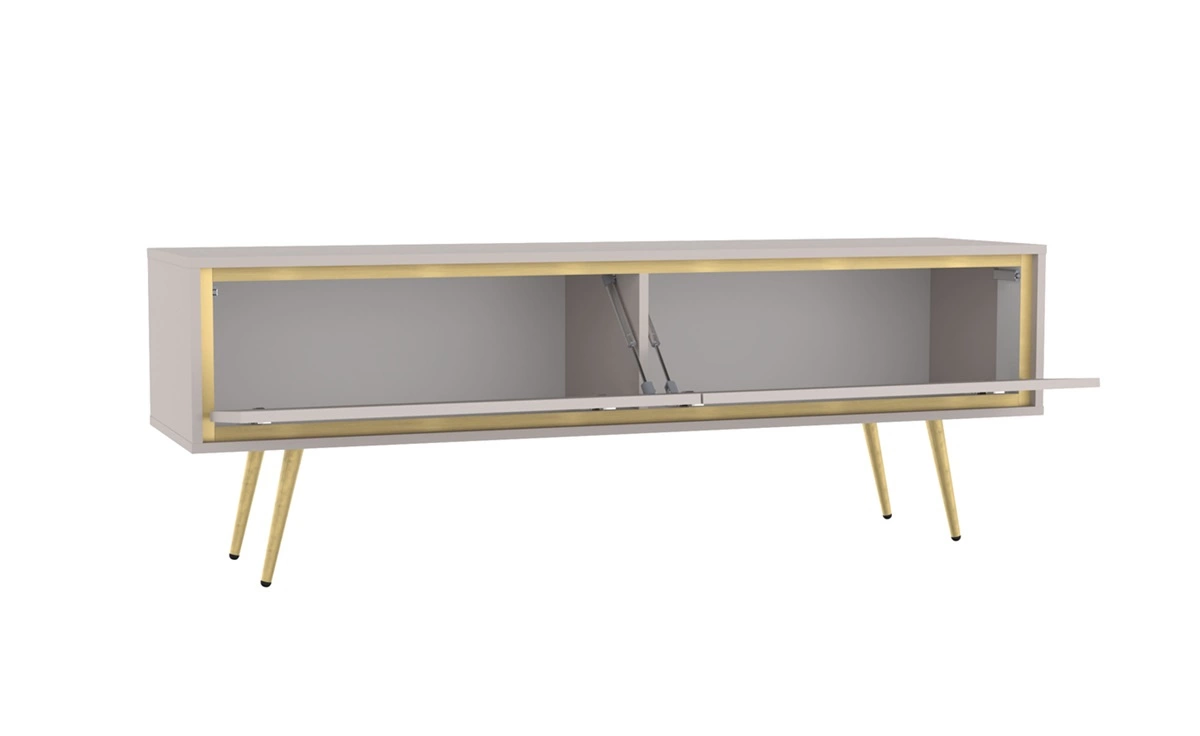 Nevea beige wall cabinet - elegant living room furniture in subtle colors, handle-free shapes, enriched with designer touches - Image 4