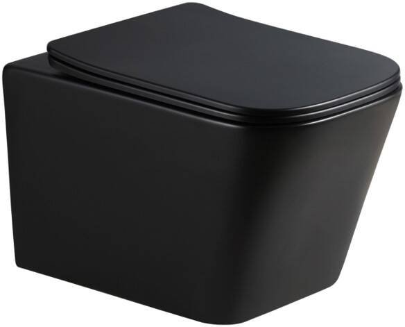 60 cm countertop cabinet and countertop washbasin, tall column with two semi-columns, mirror and toilet set, Talia Casella, matte black - Image 5
