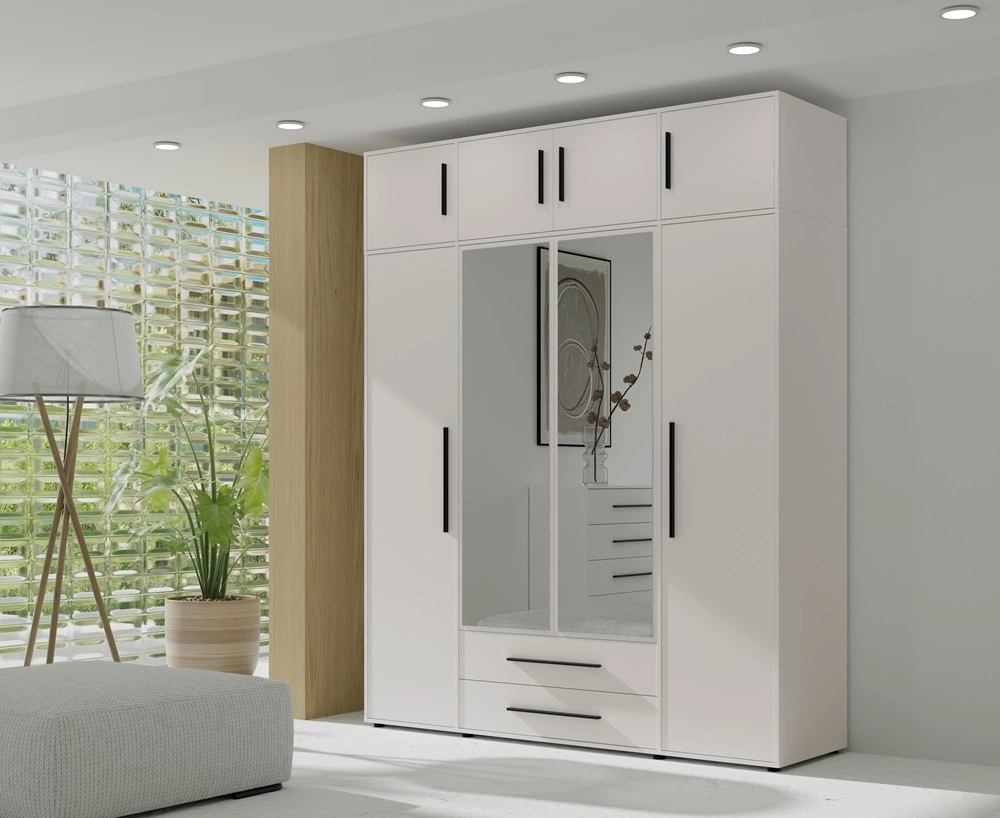 Maxione wardrobe extension, 198 cm, white, functional cabinet, will increase the space for storing clothes, shoes and accessories - Image 4
