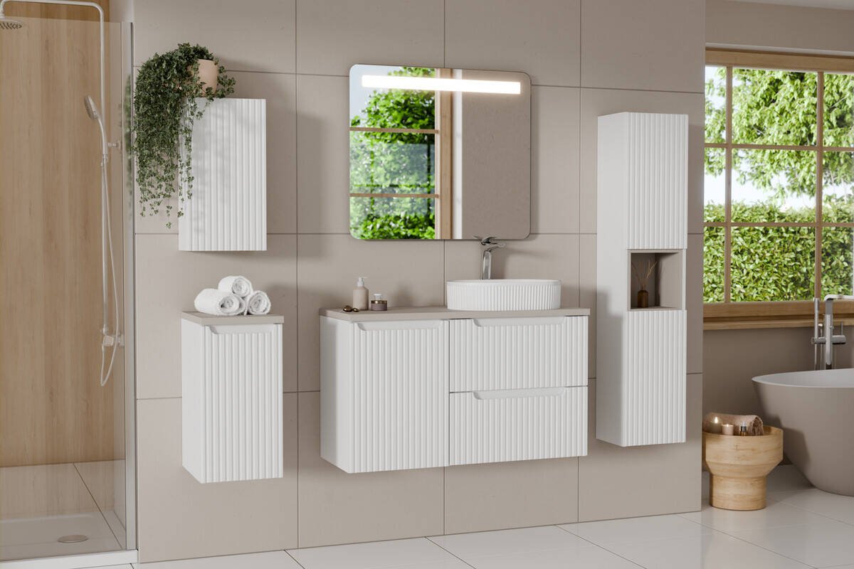 Nova white countertop cabinet, 40 cm, 1 door and laundry basket - Image 5