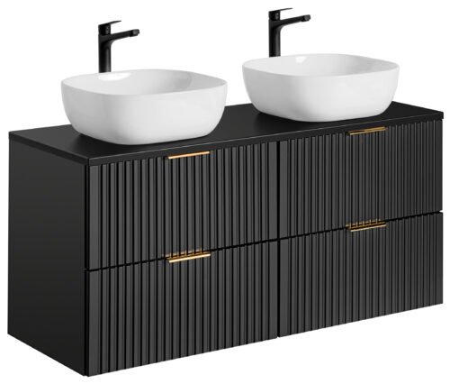Double cabinet 60 cm ADEL BLACK with SMILE washbasin and 120 cm countertop