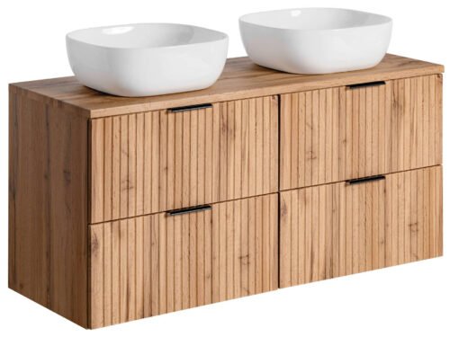 Double cabinet 60 cm ADEL OAK with SMILE washbasins and 120 cm countertop