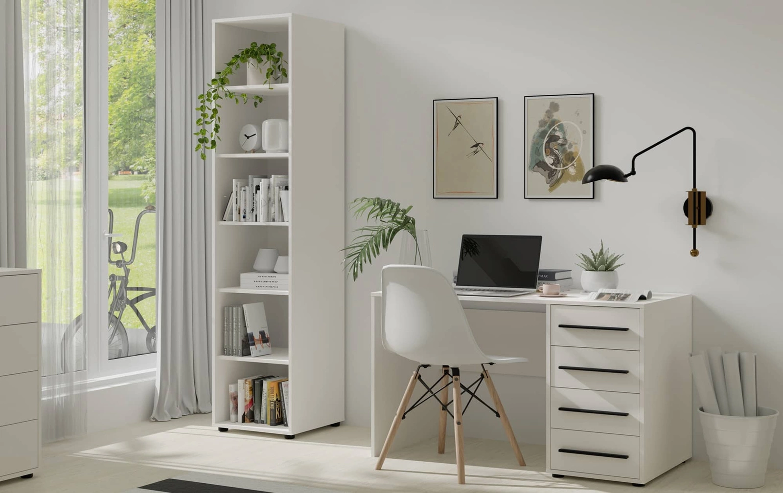 Maxione 45 cm white bookshelf, functional bookshelf, perfect for furnishing a teenager's room or office, simple and versatile shape - Image 4