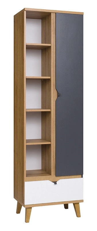 Memone shelf, 60 cm, golden oak / white / graphite, perfect for a teenager's or child's room in a Scandinavian style
