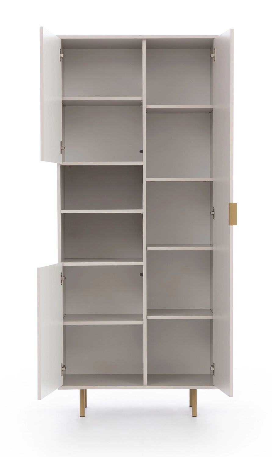 Sula bookcase, 80 cm, black, elegant design, stable, high leg, with doors for the living room, grooves on the front and push-opening system - Image 3