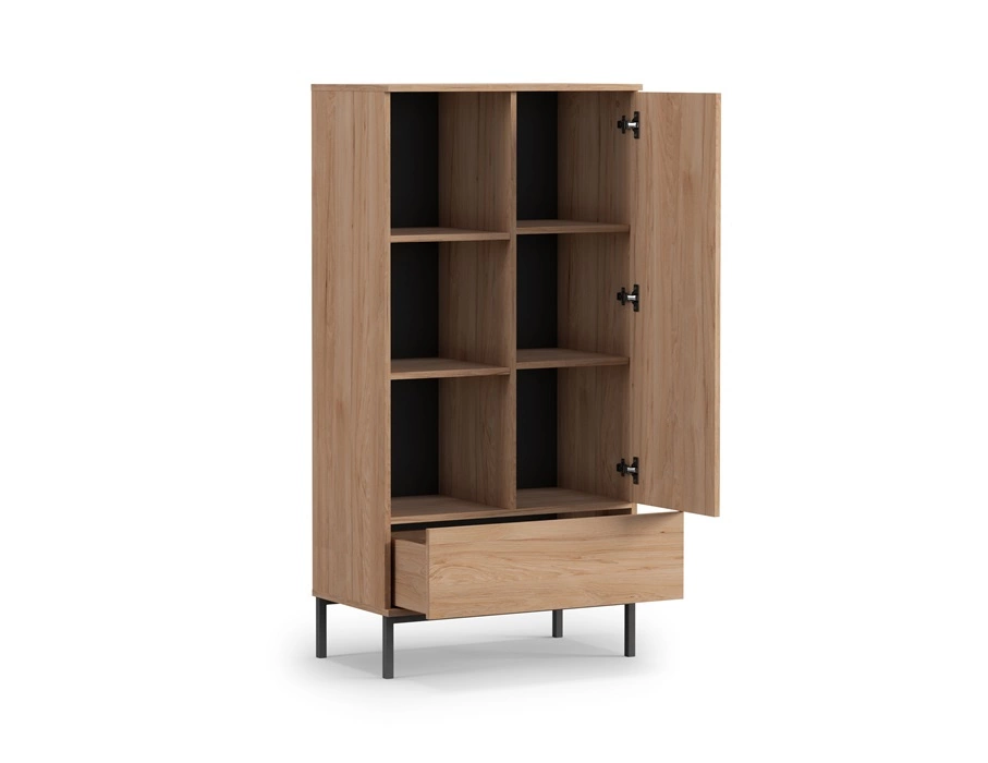 Tutti 70 cm white shelf, minimalist design, simple furniture shape, supported by a metal base, spacious drawer, opens with a click - Image 3