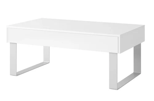 CALABRINI coffee table, 100 cm, white, with drawer, unique design, simple construction, waterproof table top