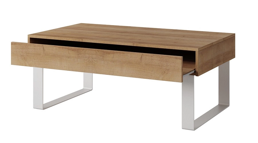 CALABRINI coffee table, 100 cm, golden oak color, with drawer, unique design, simple construction, spill-resistant surface - Image 2