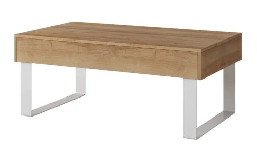 CALABRINI coffee table, 100 cm, golden oak color, with drawer, unique design, simple construction, spill-resistant surface