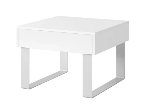 CALABRINI coffee table, 63 cm, white, with drawer, unique design, simple construction, spill-resistant tabletop