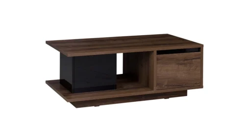 Denver Convent Oak Coffee Table / Black Gloss Surface Original Living Room Coffee Table Design Spacious Cabinets Durable Tabletop