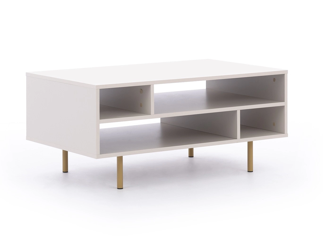 Sula beige coffee table, elegant design, table mounted on a metal base, spill-resistant table top