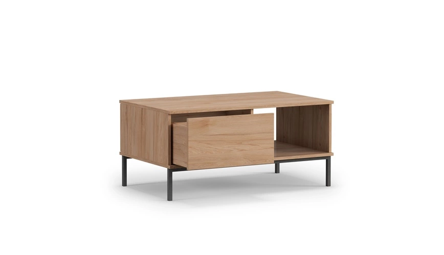 White Tutti coffee table with drawers, simple shape, supported by a metal base, spill-resistant tabletop - Image 3