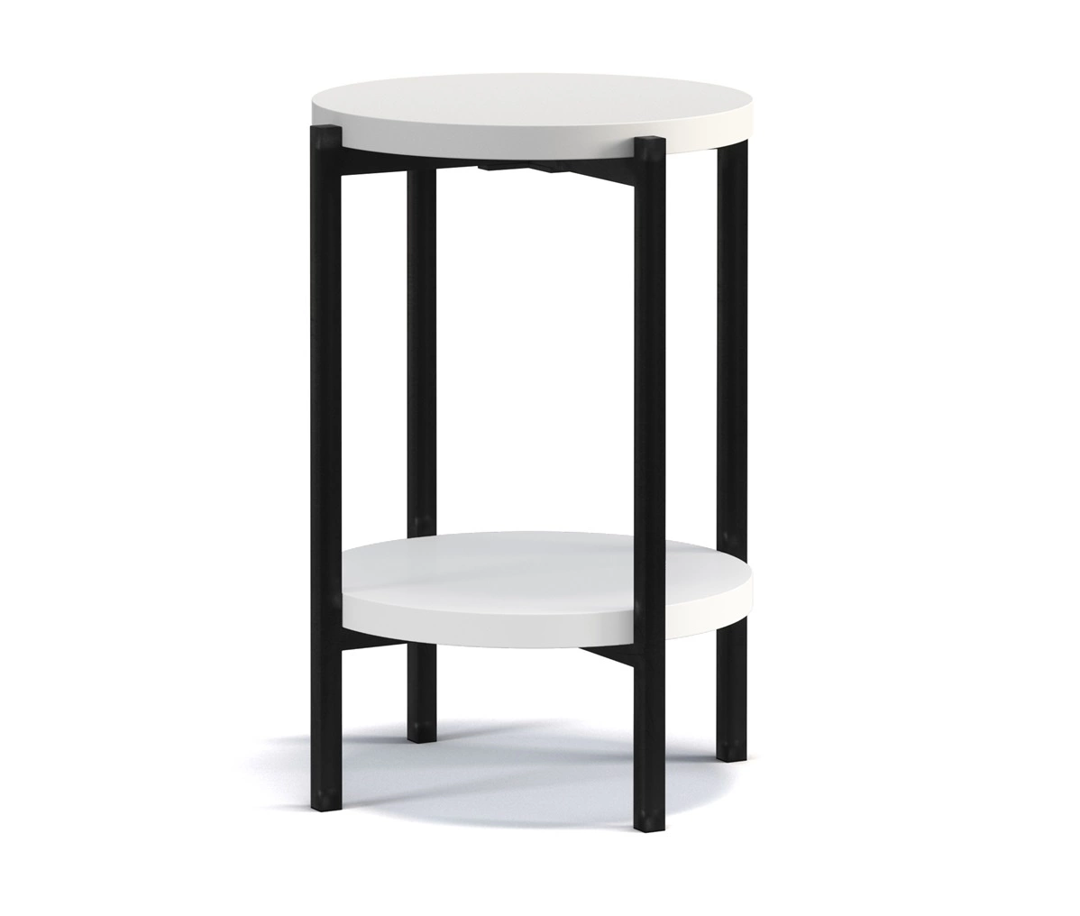 Round Sampi coffee table, 44 cm, white, with additional shelf, lightweight design, sturdy metal base - a charming decoration for any interior - Image 2
