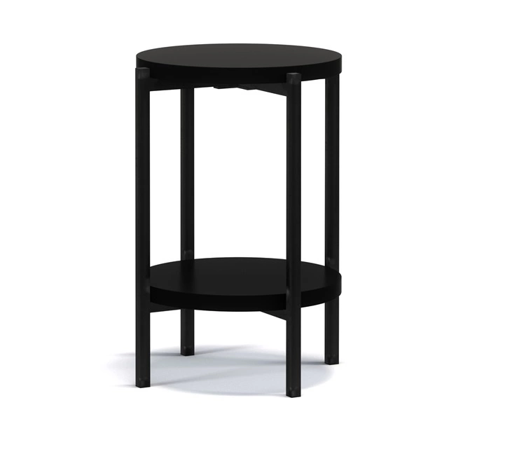 Round Sampi coffee table, 44 cm, black, with additional shelf, lightweight design, sturdy metal base - a charming decoration for any interior - Image 2