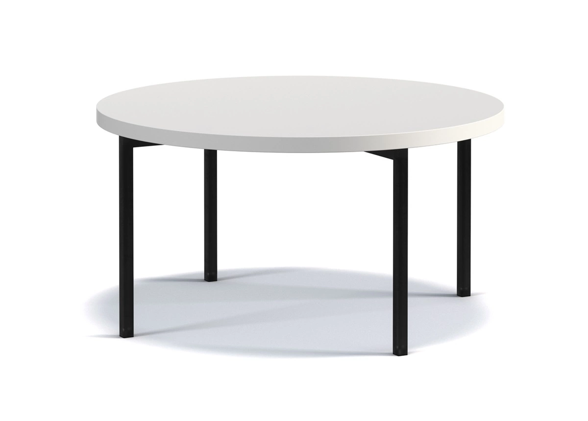 Round Sampi coffee table, 80 cm, white, timeless and lightweight design, sturdy metal base, perfect for any composition - Image 2