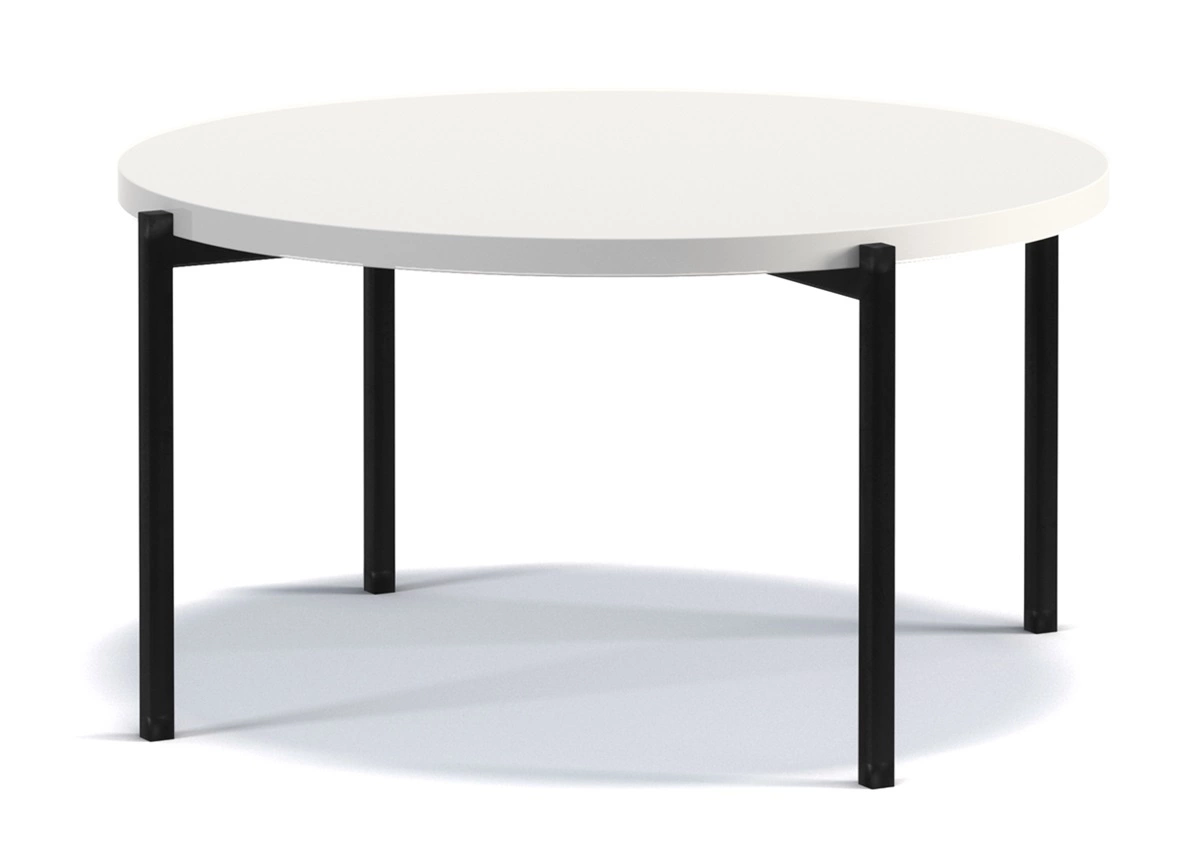 Round Sampi coffee table, 84 cm, white glossy, timeless design, sturdy metal base, perfect for any composition - Image 2