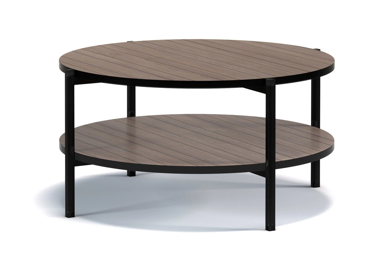Sampi captain's deck round coffee table, 84 cm with additional shelf, lightweight design, metal base, perfect for any composition - Image 2