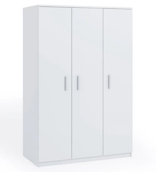 Rico wardrobe, 135 cm, white, functional furniture, classic shapes, ideal wardrobe for the bedroom or hallway