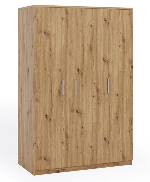 Rico wardrobe, 135 cm, artistic oak color, functional furniture, classic shapes, ideal wardrobe for bedroom or hallway