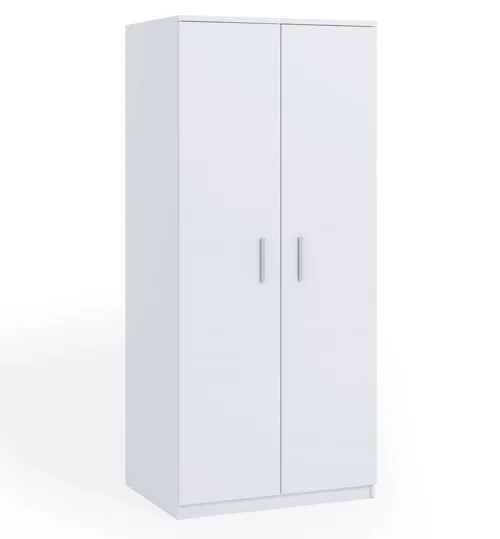 Rico wardrobe, 90 cm, white, functional furniture, classic shapes, ideal wardrobe for a bedroom or hallway