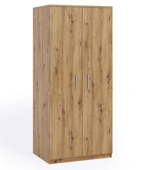 Rico wardrobe, 90 cm, oak, functional furniture, classic shapes, ideal for a bedroom or hallway