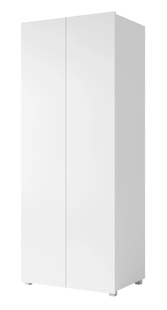 CALABRINI two-door wardrobe, 80 cm, white, glossy, minimalist design, simple shapes, perfect for a bedroom or hallway